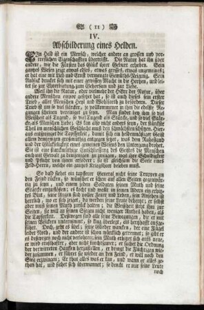 IV. Abschilderung eines Helden.