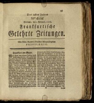 XItes Stück Freytags, den 5. Februarii, 1768. - XXtes Stück Dienstags, den 8. März, 1768.