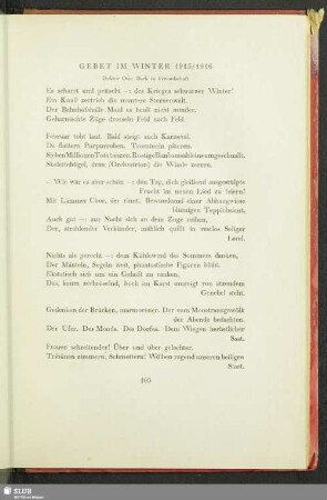 Gebet im Winter 1915/1916