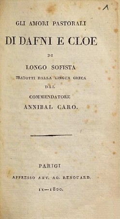 Gli amori pastorali di Dafni e Cloe di Longo Sofista