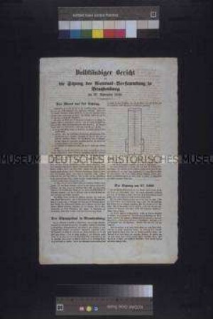 Flugblatt: Vollständiger Bericht über die Sitzung der Nationalversammlung in Brandenburg am 27. November 1848