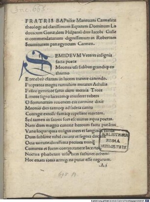 In Robertum Severinatem panegyricum carmen : gewidmet Ludovicus Gonzales