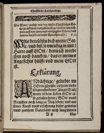 Christliche Leichpredigt [42. Psalm]