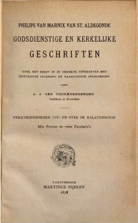 Godsdienstige en kerkelijke geschriften, [4]. Verscheidenheden uit en over de nalatenschap