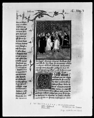 Chronique de France — Bischöfe vor einem König, Folio 187recto