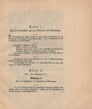 Titel I. Von den Bergwerken und von Gräbereien und Steinbrüchen