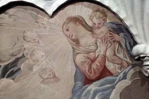 Der heilige Benediktinergelehrte Beda vor der Muttergottes