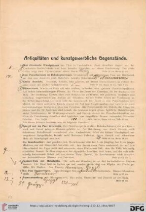Antiquitäten und kunstgewerbliche Gegenstände (Nr. 1-338)