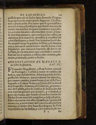 Negociacion De Magallanes sobre la especieria. Cap. XC