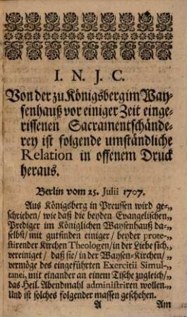 Sebastiani Edzardi, Prof. Publ. und itziger Zeit Rectoris. Widerlegung Der abscheulichen und höchstärgerlichen Sacramentschänderey Welche Zweene Gott-vergessene und Gewissenlose Priester Im Waysen-Hause zu Königsberg öffentlich ausgeübet : Nebst Einigen Anmerckungen über das Sendschreiben der Calvinischen Theologen zu Genff, die Vereinigung betreffend