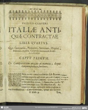 Liber Quartus. Quo Campania, Picentini, Samnium, Hirpini, Frentani, Apulia, Calabria, Lucania & Brutii describuntur
