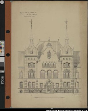 "Regierungsgebäude zu Osnabrück" 2 Blätter Ansicht und Querschnitt des Mittelbaus Ausf.-Art: Zeichnung auf Karton Herst.: Baltzer, Grahn Format: 74 x 110 cm Maßstab: 1 : 50