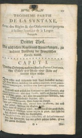 Troisieme Partie de La Syntaxe, ... Dritter Theil. Mit nützlichen Regeln und Anmerkungen, ...