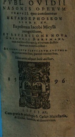 P. Ovidii Nasonis Opera, quae extant, omnia : tributa in tomos tres .... 2