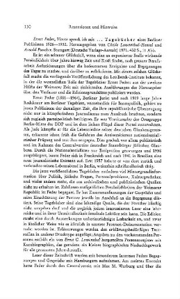 Feder, Ernst :: Heute sprach ich mit ... Tagebücher eines Berliner Publizisten 1926 - 1932, hrsg. von Cécile Lowenthal-Hensel und Arnold Paucker : Stuttgart, Deutsche Verlags-Anstalt, 1971