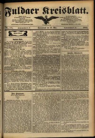 Erste Ausgabe vom Samstag, den 20. Mai 1905.