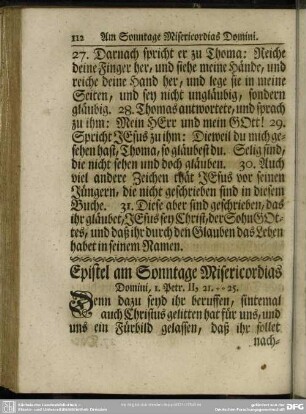 Epistel am Sonntage Misericordias Domini