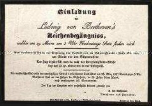 Einladung zur Beisetzung von Beethoven