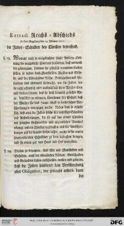 Extract Reichs-Abschieds de dato Augsburg den 14. Febr. 1551