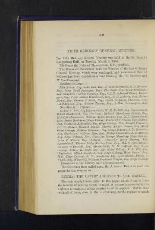 Fifth Ordinary General Meeting: Burma, the latest addition to the Empire. By J. Annan Bryce, Esq.