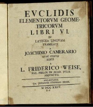 Evclidis Elementorvm Geometricorvm Libri VI.