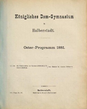 Oster-Programm. 1880/81