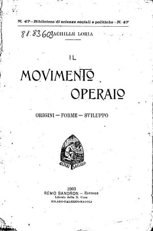 Il movimento operaio : origini, forme, sviluppo