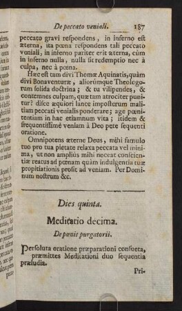 187-205, Dies quinta. Meditatio decima. De paenis purgatorii