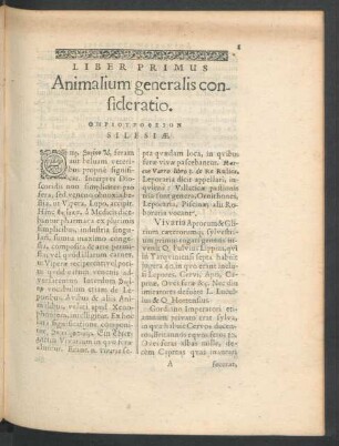 Liber Primus. Animalium generalis consideratio.