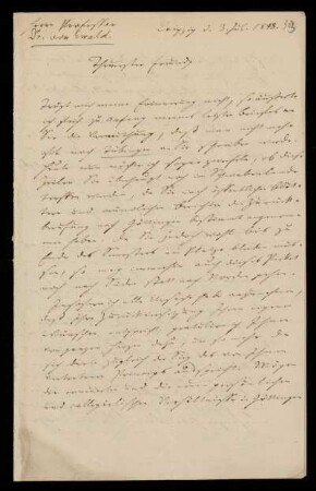 Brief von Heinrich Leberecht Fleischer an Heinrich Ewald. Leipzig, 3.7.1848