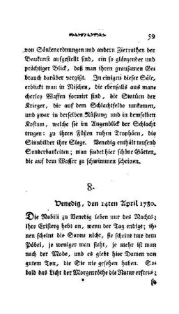 8. - Venedig, den 14ten April 1780.