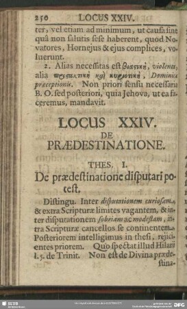 Locus XXIV. De Praedestinatione