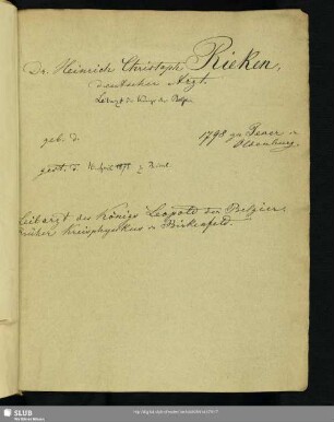 Nr. 142. Rieken, Heinrich Christoph