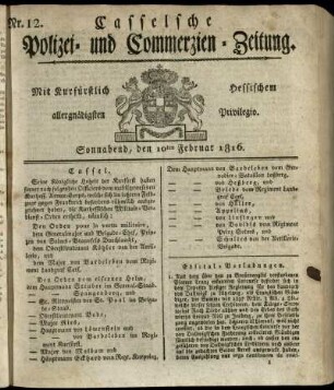 Nr. 12, Sonnabend, den 10ten Februar 1816