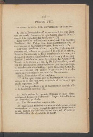 Punto VIII. - Errores acerca del matrimonio cristiano.