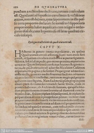 Epilogus tractationis de quadratura circuli. CAPUT X.