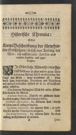 Historische Chronica: [...] [Anno Mundi und Anno Christi]