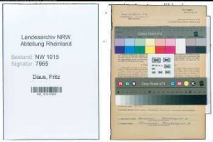 Entnazifizierung Fritz Daus , geb. 02.09.1892 (Werkmeister)