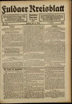 Ausgabe vom Freitag, den 13. Juni 1919.