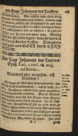 Am Tage Johannis des Teuffers - Am XVII. Sontage nach Trinitatis.