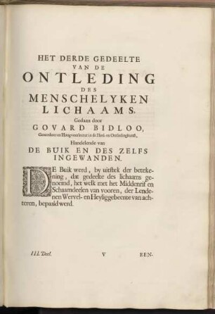 Het Derde Gedeelte ... Handelende van De Buik En Des Zelfs Ingewanden.