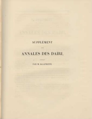 Supplément aux annales des Dairi