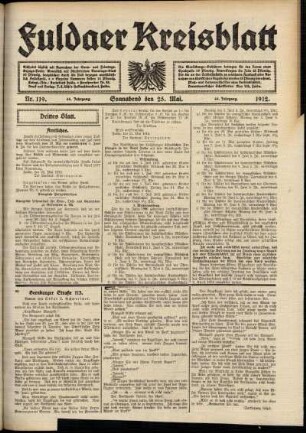 Dritte Ausgabe vom Samstag, den 25. Mai 1912.