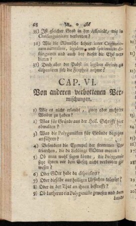 Cap. VI. Von anderen verbottenen Vermischungen.