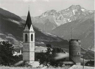 Blick auf Mals am Reschenpaß