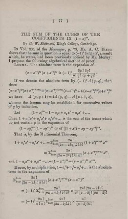 The sum of the cubes of the coefficients in ... .