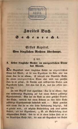 Vorlesungen über das gemeine Civilrecht, 2,1. Sachenrecht