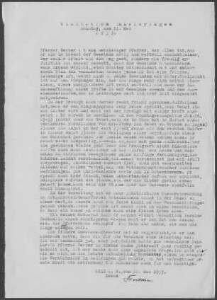 Leidringen-Rotenzimmern: Visitationsbericht mit Pfarrbericht 1933