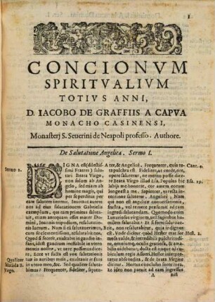 Sermones Spiritvales Totivs Anni, Diuisi in duas Partes, Prima Pars