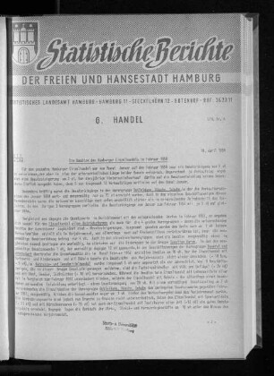 Die Umsätze des Hamburger Einzelhandels im Ferbuar 1958 : Lfd. Nr. 4